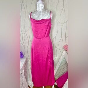 🌷 Fuchsia Rose Red Satin Maxi Dress 🌷